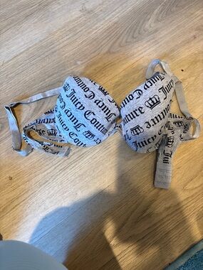 Juicy Couture Gray Logo Push-Up Bra with Script Print